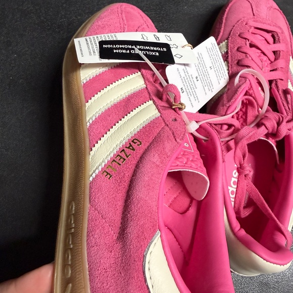 Adidas Women's Bright Pink and White Sneakers - Picture 3 of 3